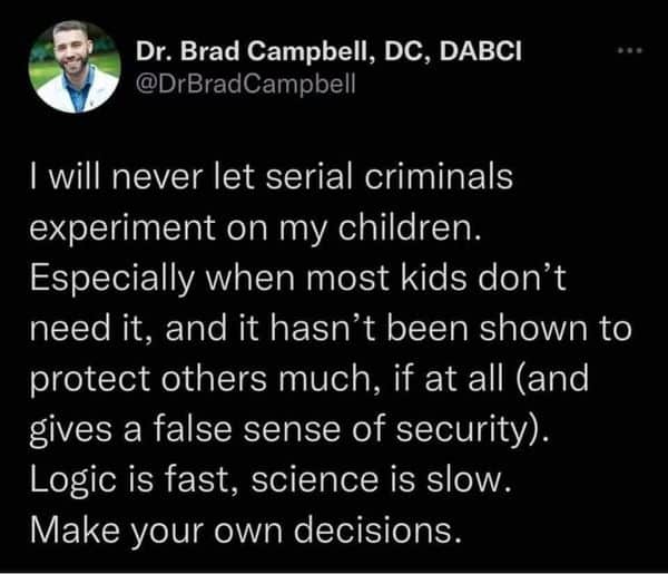 Dr. Brad Campbell: One of the many doctors across the country with the Courage to Do the Right Thing For Our Children.