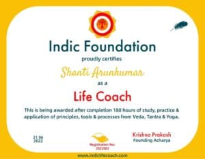 Shanti Arunkumar, Life Coach, Indic Foundation